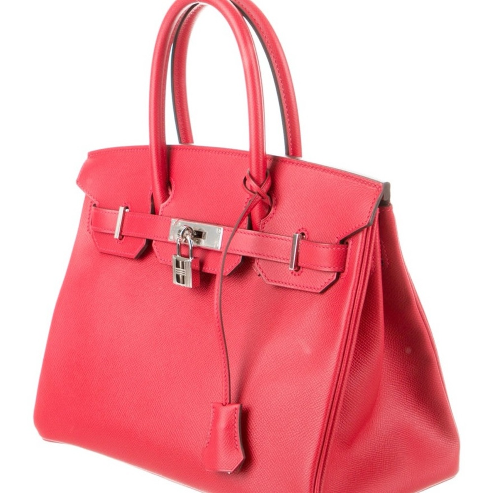 Hermes Red Leather Satchel with Signature Lock